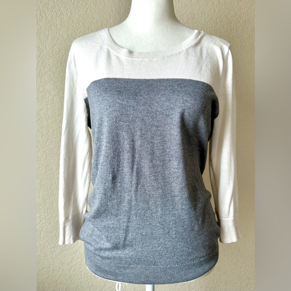 Banana Republic Gray & Cream Colorblock Sweater | Size S